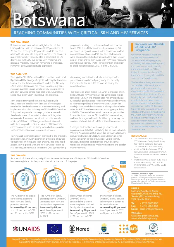 REACHING COMMUNITIES WITH CRITICAL SRH AND HIV SERVICES